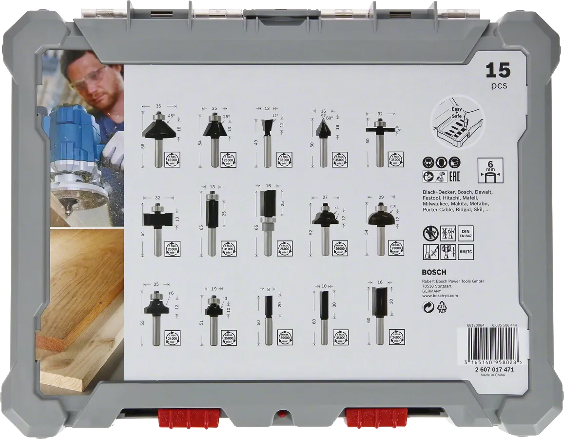 BOSCH 15DELIGE GEMENGDE FREESSET 6MM  2607017471