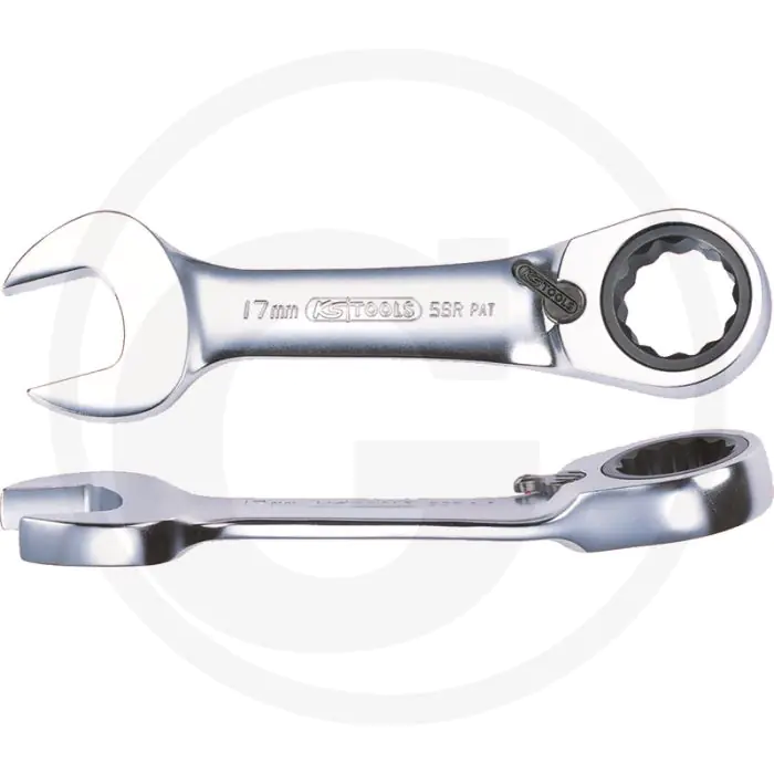 KS TOOLS GEARPLUS® RATELRINGSTEEKSLEUTEL, EXTRA KORT, 19MM  72 TANDEN
