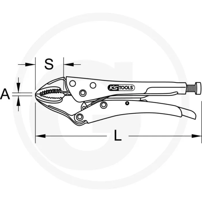 KS TOOLS GRIPTANG VBEK, 185 MM  SPANCAPACITEIT: 0  25 MM