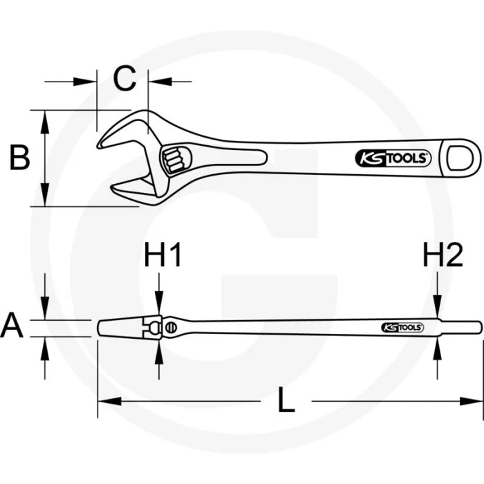 KS TOOLS TITANPLUS VERSTELBARE MOERSLEUTEL, 30 MM  TITANIUM, 100% ANTIMAGNETISCH, LICHTGEWICHT