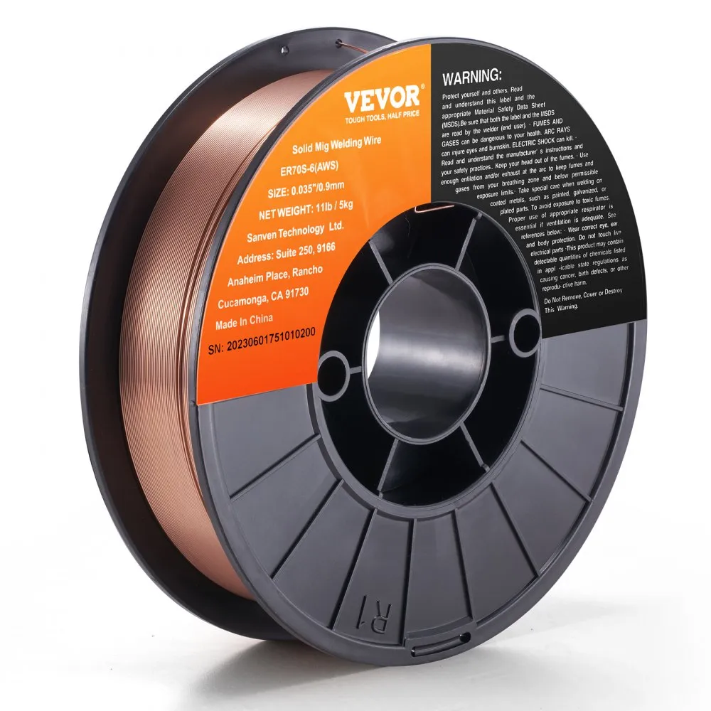 VEVOR 1 ROL GEVULDE DRAAD ER70S6 0,9 MM 5 KG MIGLASDRAAD 200 MM SPOELDIAMETER LASDRAADROL 490670 MPA TREKSTERKTE IDEAAL VOOR 