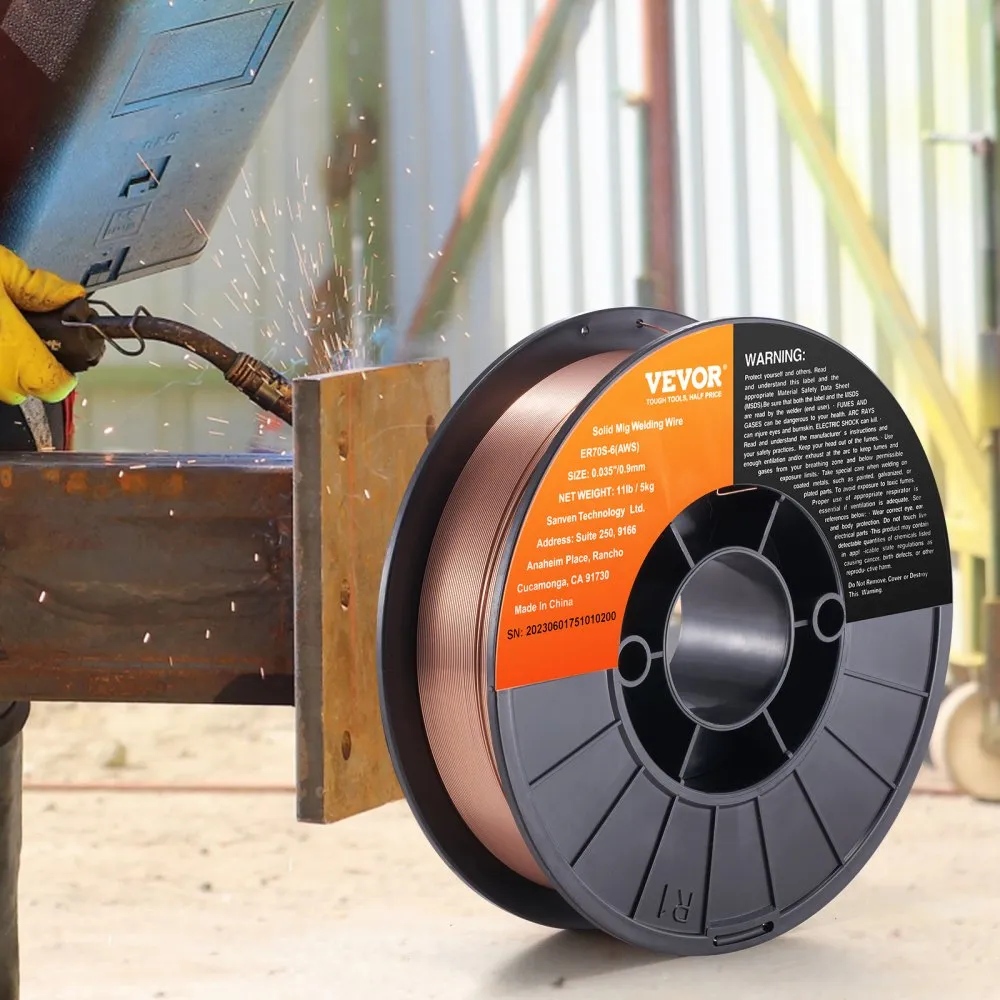 VEVOR 1 ROL GEVULDE DRAAD ER70S6 0,9 MM 5 KG MIGLASDRAAD 200 MM SPOELDIAMETER LASDRAADROL 490670 MPA TREKSTERKTE IDEAAL VOOR 