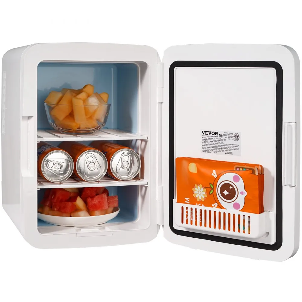VEVOR 10 L / 12 BLIKJES MINIKOELKAST, 2 IN 1 KLEINE KOELKAST KOEL EN VERWARMINGSFUNCTIE, SLOT COMPACTE DRANKKOELKAST 9V DC / 22