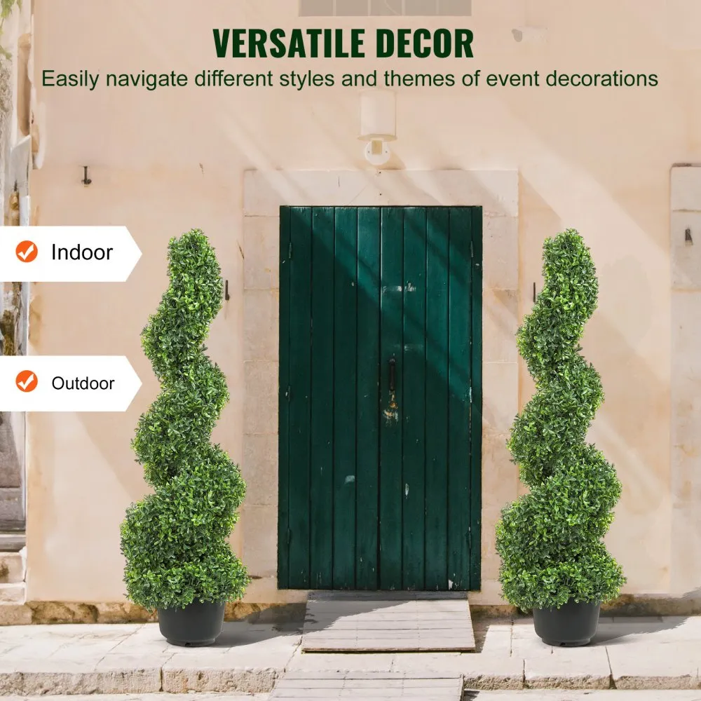 VEVOR 2 stuks kunstbuxus toren vormsnoei spiraal kunstplant 122 cm hoog decoratieve plant groene kunststof plant van PE ijzer vo