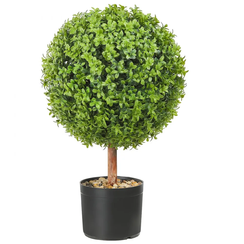 VEVOR 2 x kunstbuxusballen, diameter 40,6 cm, tuindecoratiebuxus in bloempot, kunstbuxusbal, kunstplant van PE, hout, PP incl. 4
