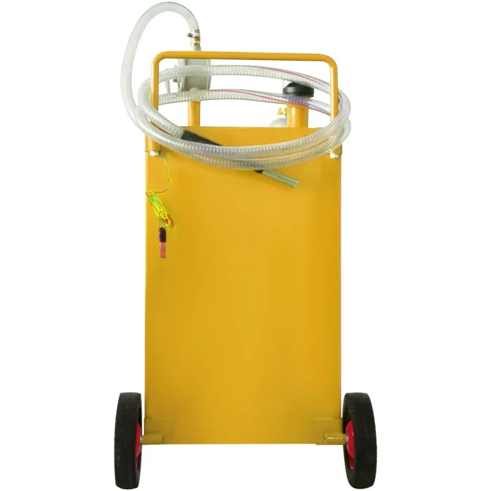 VEVOR 30 GALLON BRANDSTOFTANK, GASOPSLAGTANK EN 4 WIELEN MET HANDMATIGE TRANSFERPOMP, BENZINEDIESELBRANDSTOFTANK VOOR AUTO'