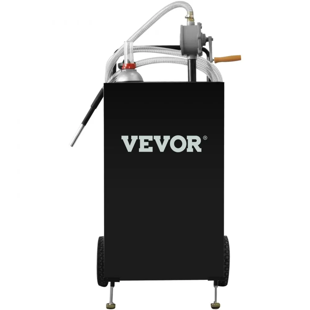 VEVOR 30 GALLON GASCADDY, BRANDSTOFOPSLAGTANK MET WIELEN, DRAAGBARE BRANDSTOFCADDY MET HANDMATIGE OVERDRACHTPOMP, BENZINEDIESEL