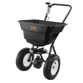 VEVOR 36,29 kg kunstmeststrooier zaadstrooier met 12 inch wielen, stalen spiesbeluchter kunstmeststrooier, tuinzaaimachine en zo