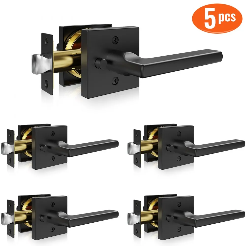 VEVOR 5X ZWART DEURBESLAG, COMPATIBELE DEURDIKTE 3545 MM, DEURKLINK VAN ZINKLEGERING, DEURKLINK MET VERGRENDELFUNCTIE, SLEUTELL