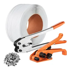 VEVOR Banding Strapping Kit met omsnoeringsspanner, banding sealer tool, 100m PP tape, 100 metalen afdichtingen, palletverpakkin