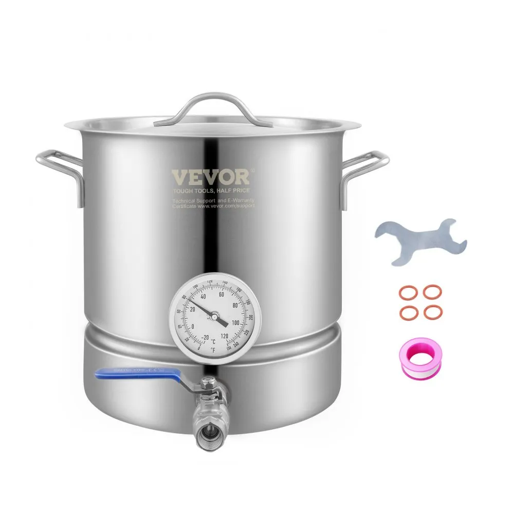 VEVOR bierbrouwketel bierbrouwsysteem 18,92 L bierbrouwset maischketel 280 x 290 mm, roestvrijstalen bierbrouwsystemen met dubbe