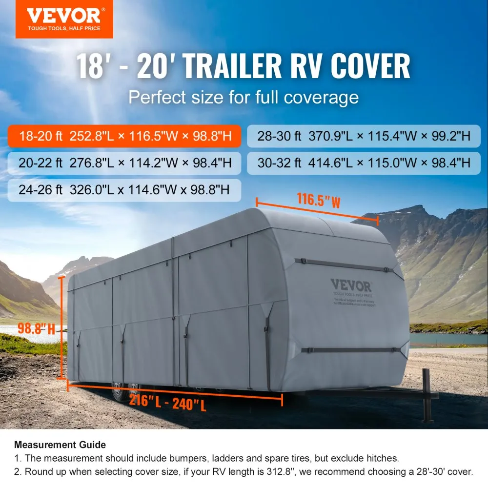 VEVOR CAMPER BESCHERMHOES 54866096 MM, WEERBESTENDIGE CAMPERHOEZEN, HOOGWAARDIG CAMPERZEIL 6420 X 2960 X 2510 MM, GROTE CAMPER 
