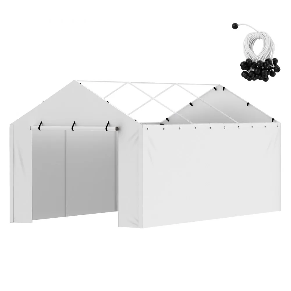 VEVOR CARPORTGARAGETENT 3 X 6 M, TENTGARAGE, WATERDICHT EN UVBESCHERMD, SCHUURAUTO, EENVOUDIGE INSTALLATIE MET SPANBANDEN, WIT