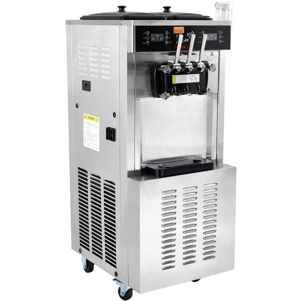 VEVOR COMMERCIëLE IJSMACHINE, 3444 L/U VERMOGEN, 1850 W, VRIJSTAANDE SOFTIJSMACHINE MET 3 SMAKEN, 2 X 9 L ROESTVRIJSTALEN CONTA