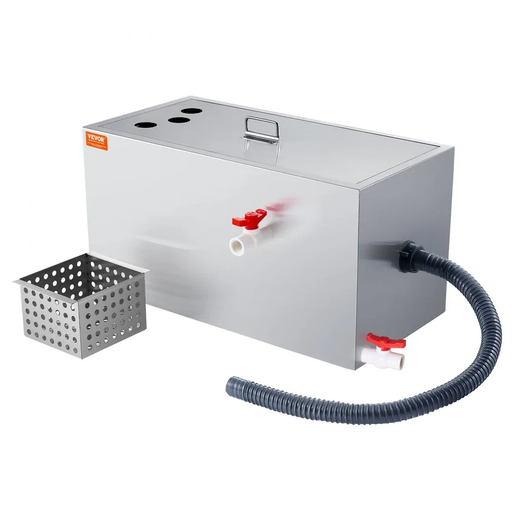 VEVOR commerciële vetafscheider, 25 lbs vetafscheider, boveninlaatafscheider, roestvrijstalen vetafscheider onder gootsteen, 6,4