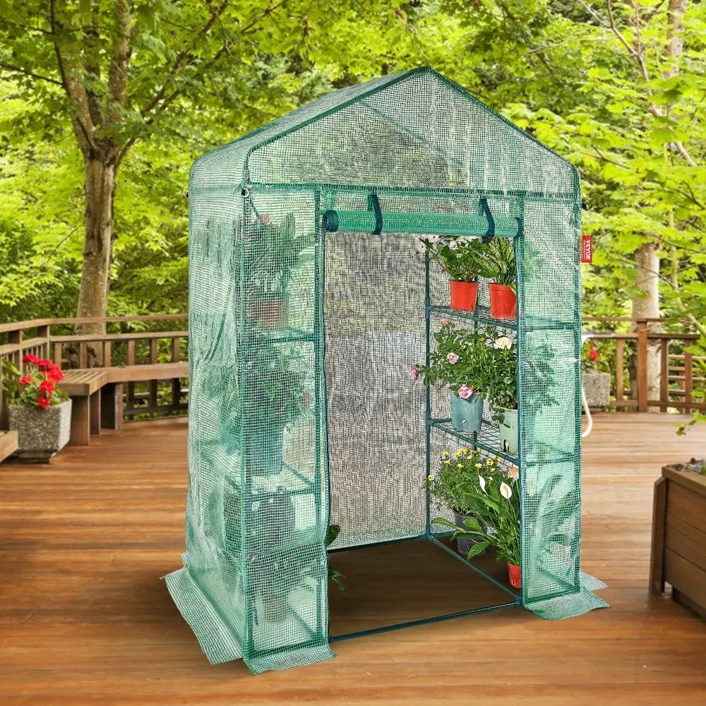 VEVOR filmkas 141x74,5x205cm tomatenkas 15kg draagvermogen kas tuinhuis koud frame PE materiaal stalen buis tomatenkas groenteka