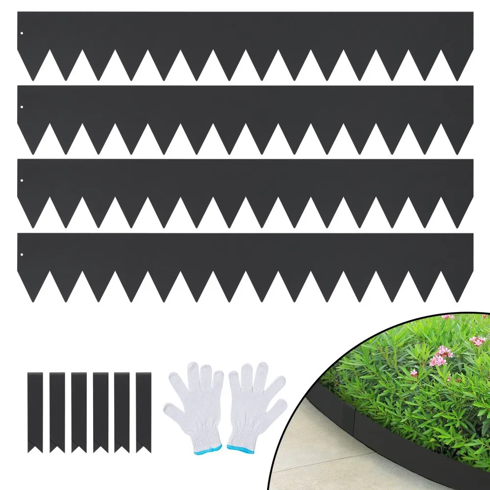 VEVOR gazonrand 40" x 6" (set van 4) Stalen gazonrandband Bedrand Bedrand Maairand Geschikt voor buitentuinen, paden, 
