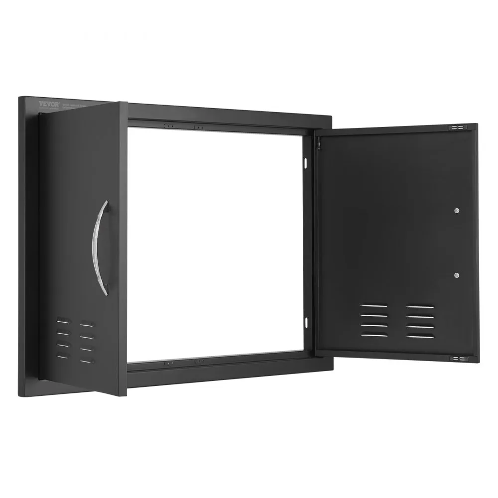 VEVOR grilltoegangsdeur, 762 x 533 x 46 mm, dubbele buitenkeukendeur, verzonken gemonteerde koude plaatdeur, verticale wanddeur 