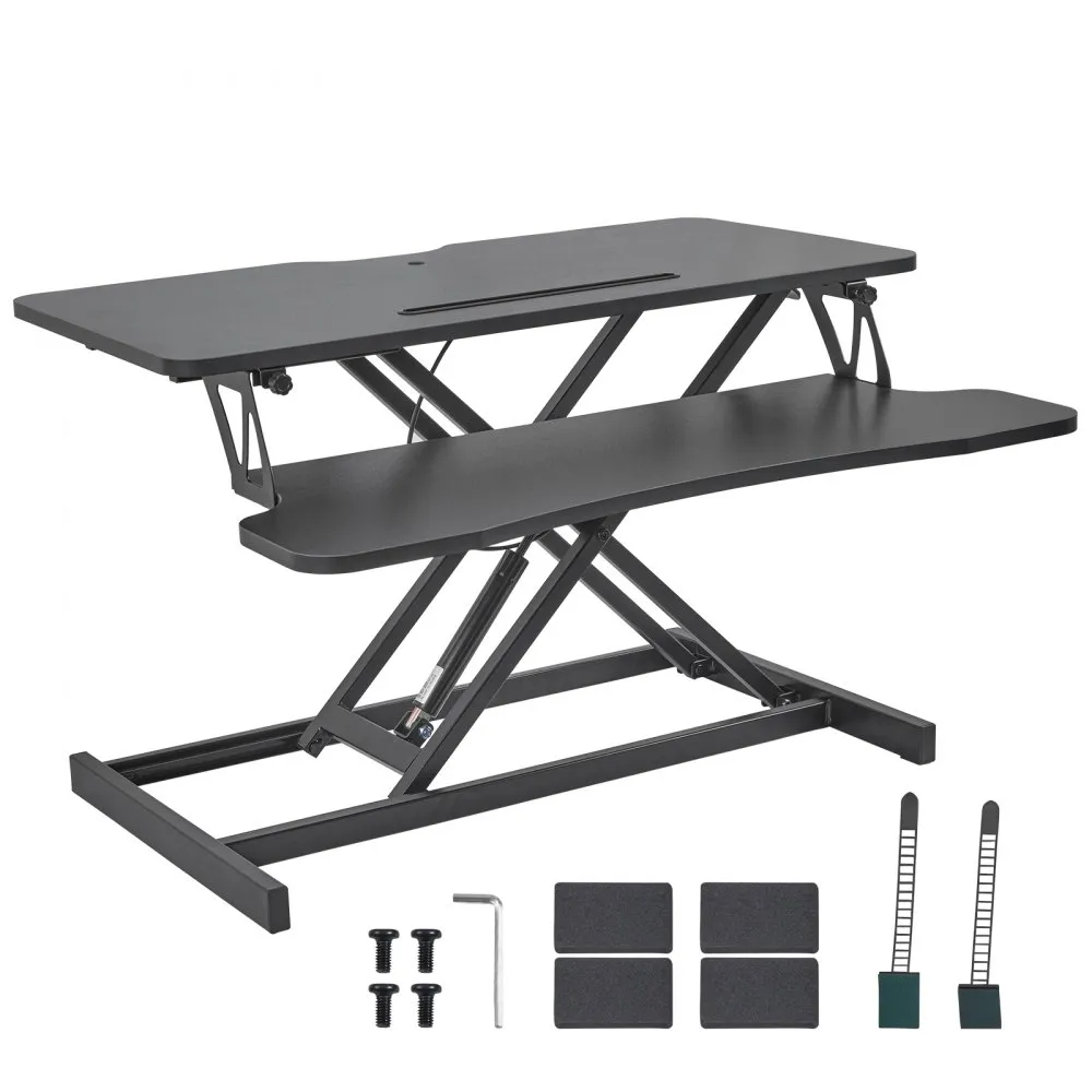 VEVOR IN HOOGTE VERSTELBARE BUREAUTOREN 800 X 400 MM STABUREAU MET BREDE TOETSENBORDLADE, QUICK SIT STAND DUBBELLAAGS COMPUTERB