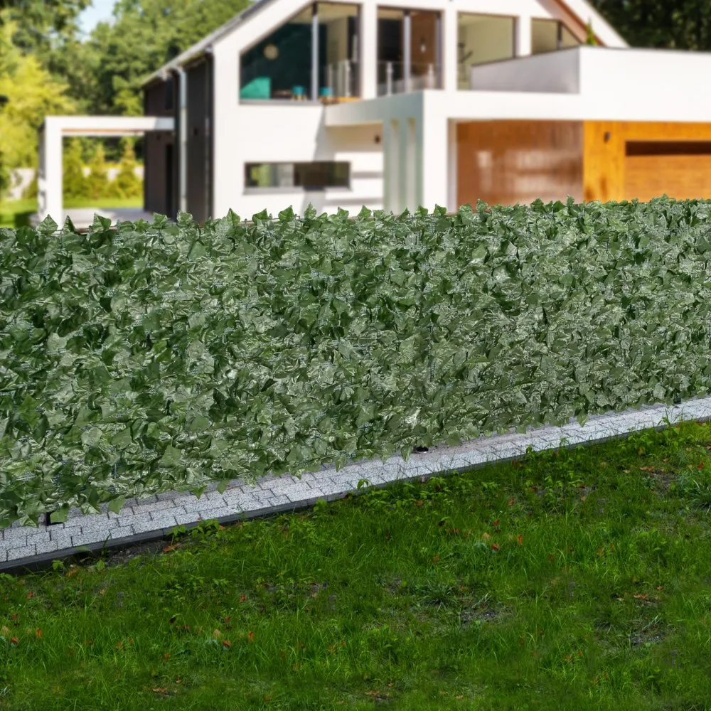 VEVOR Ivy Privacy Hek 1,5m x 3m Kunstmatig Scherm Groene Klimop Hek met Mesh Achterkant en Versterkte Verbinding Kunsthagen met 