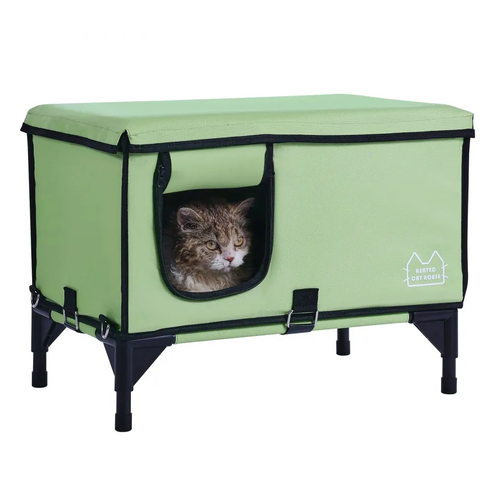 VEVOR Kattenhuis Kattengrothut Verwarmd 62,5x33x42cm Groen (L)