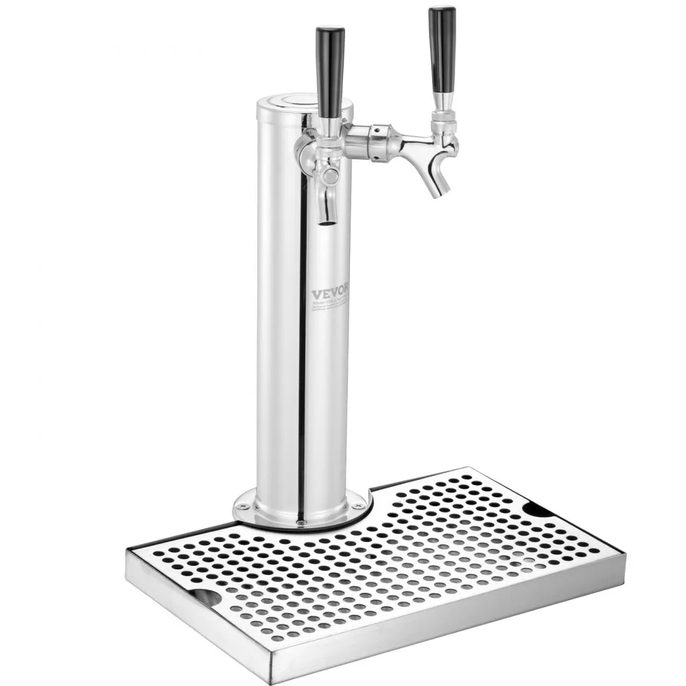 VEVOR KEGERATOR TOWER KIT, DUAL TAP BEER CONVERSION KIT, ROESTVRIJSTALEN BIERTORENDISPENSER MET DUBBELE METER W21.8REGELAAR EN 
