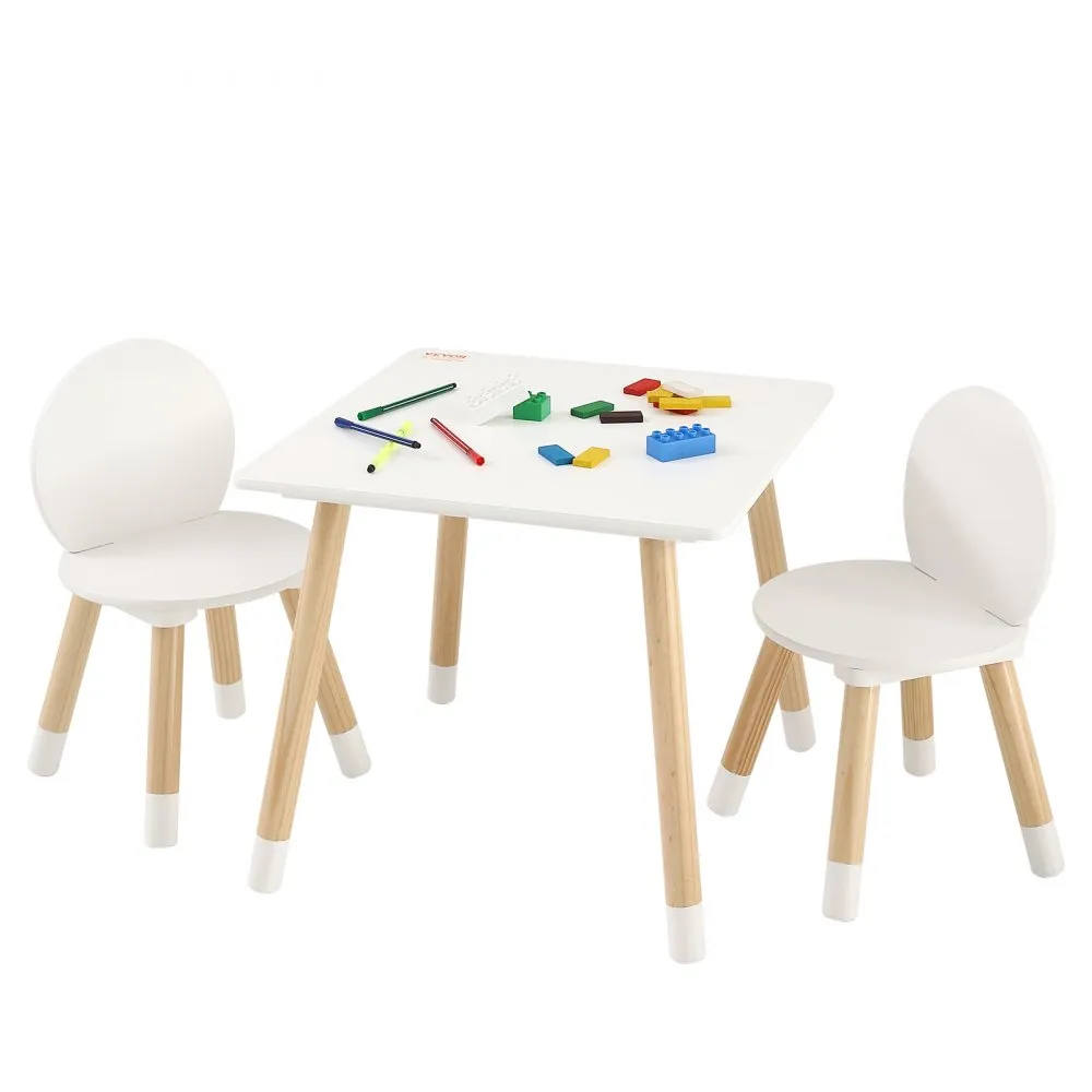 VEVOR kinderzitgroep kindertafel, 2 kinderstoelen 1 tafel kinderzitgroep van grenenhout, kindertafelset, stal kindermeubel zitje