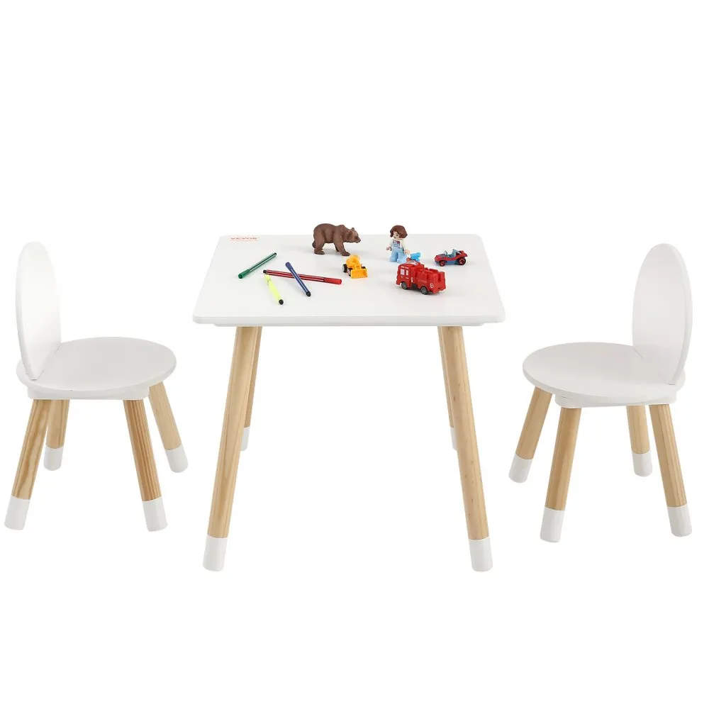 VEVOR kinderzitgroep kindertafel, 2 kinderstoelen 1 tafel kinderzitgroep van grenenhout, kindertafelset, stal kindermeubel zitje