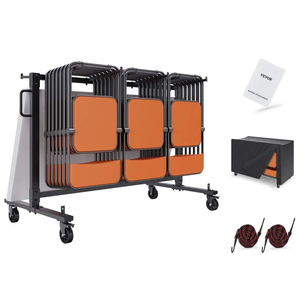 VEVOR klapstoelenwagen, enkellaags stoelenwagen, opbergwagen met ca. 120 kg draagvermogen voor het opbergen van 42 stoelen, robu