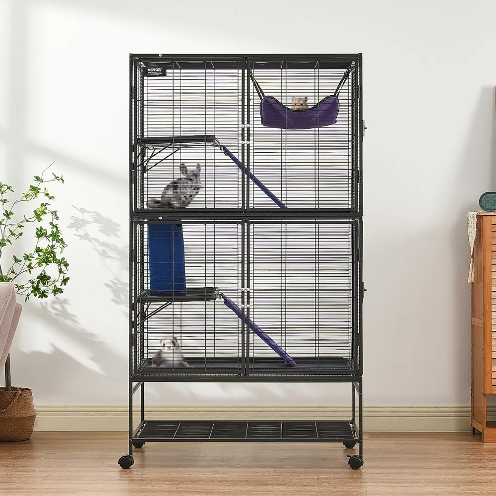 VEVOR KOOI VOOR KLEINE DIEREN 4LAAGS METALEN KOOI FRET 3 OPRIJPLATEN 92X58X164CM