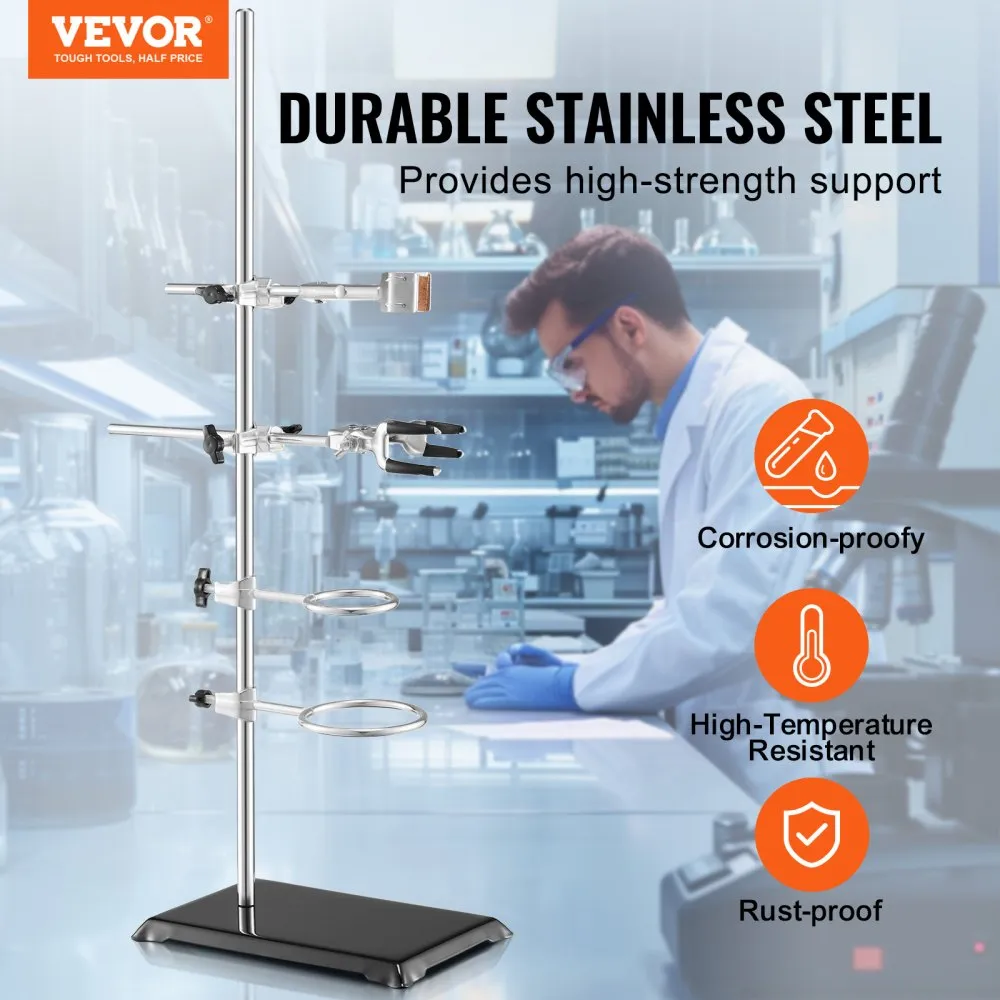 VEVOR laboratoriumstandaardondersteuning, laboratoriumretortondersteuningsstandaard 2 sets, stalen laboratoriumstandaard met 60 