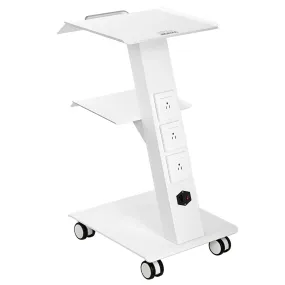 VEVOR laboratoriumwagen, medische servicewagen met geïntegreerd stopcontact, mobiel dessert van 3-laags metaal, met roterende wi