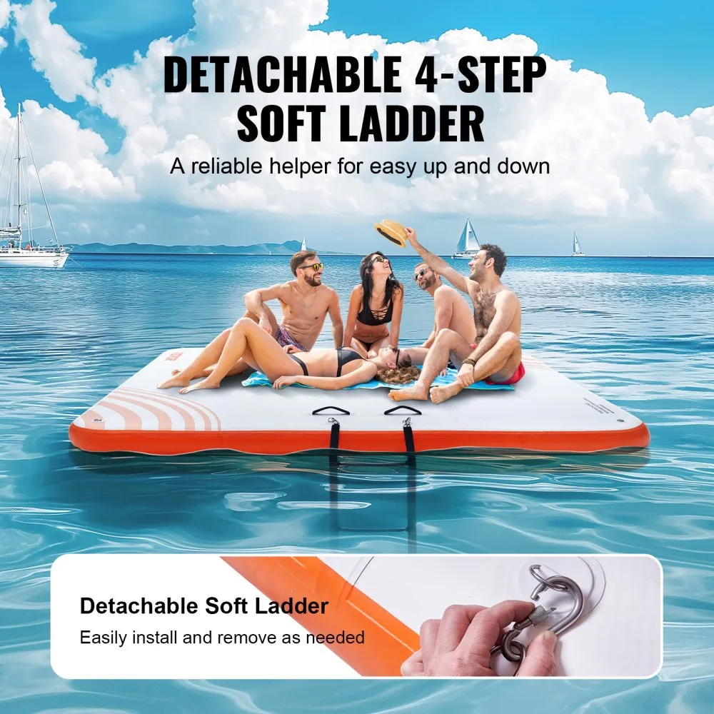 VEVOR opblaasbaar drijvend dok 7ft x 7ft opblaasbaar dokplatform antislip water drijvende dokmat met draagbare draagtas en afnee