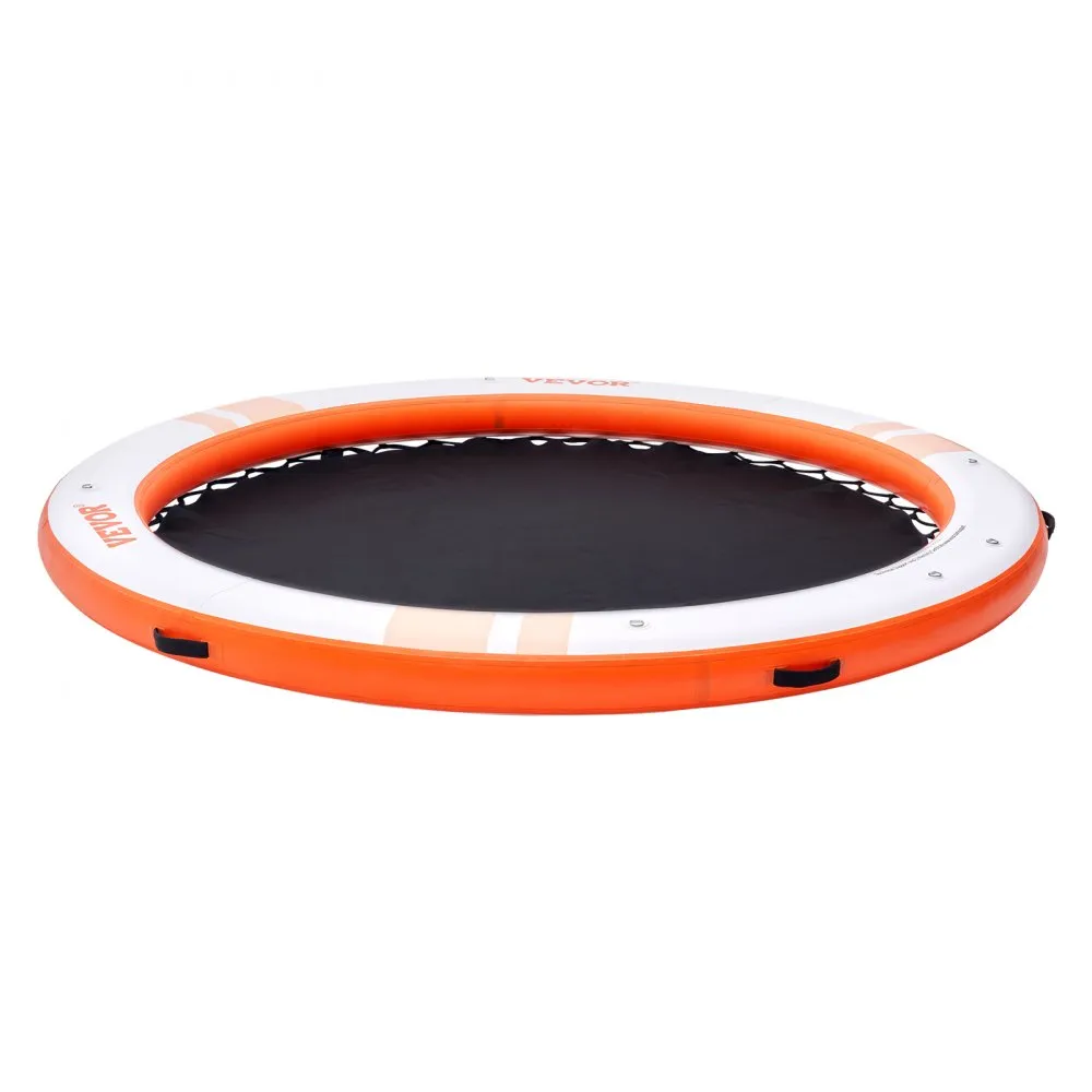 VEVOR opblaasbaar drijvend dok, Ø 2,43 m, dokplatform met Ø 1,52 m trampolinenetzwembad, antislip drijvende watermat met draagba