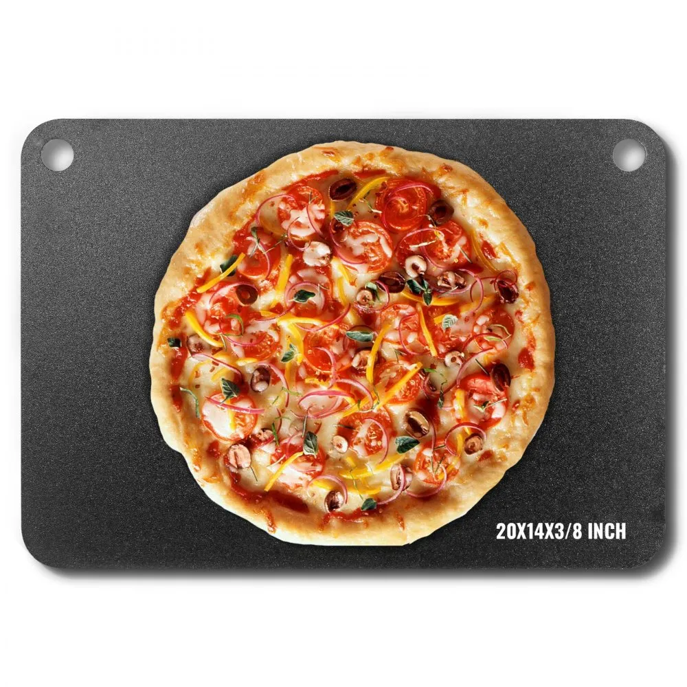 VEVOR Pizzastaal, 20" x 14" x 3/8" Pizzastaalplaat voor oven, voorgekruide pizzabaksteen van koolstofstaal met 20