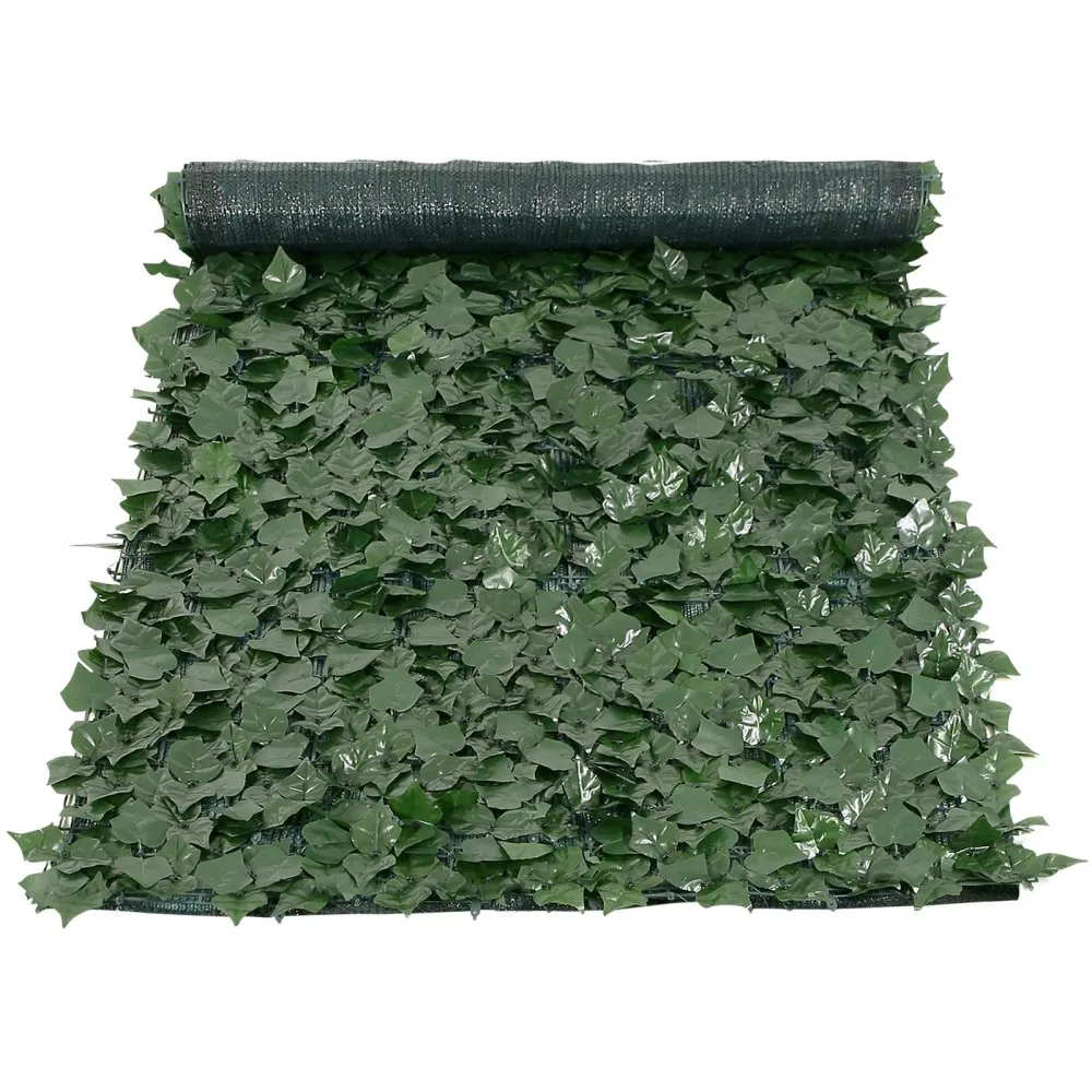 VEVOR privacyhek 99x249cm kunstgroen privacy klimopschutting met gaasachterwand en verstevigde verbinding kunsthagen met wijnbla