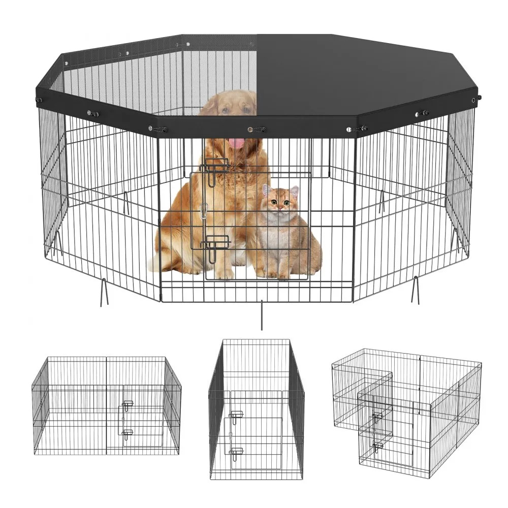 VEVOR PUPPYBOX 8 STUKS. PUPPYREN 609,6 CM HOGE DIERENBOX MET HOES GEMAAKT VAN 600D OXFORDSTOF HONDENBOX GEMAAKT VAN Q235 HONDEN