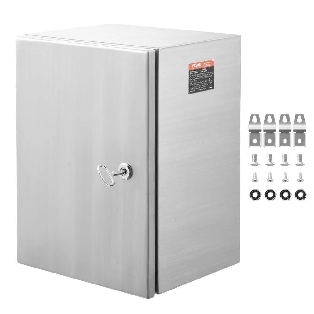 VEVOR stalen schakelkast 60 x 50 x 20 cm elektrische behuizing 304 roestvrij stalen wandgemonteerde behuizing voor elektrische e