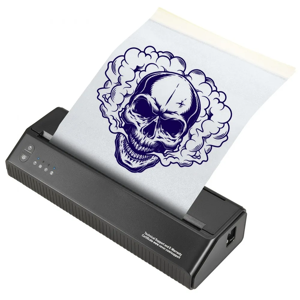 VEVOR TATTOO TRANSFERSJABLOONPRINTER, DRAADLOZE BLUETOOTHTATOEAGESJABLOONPRINTER MET 10 STUKS TRANSFERPAPIER EN STOFFEN ZAK, 