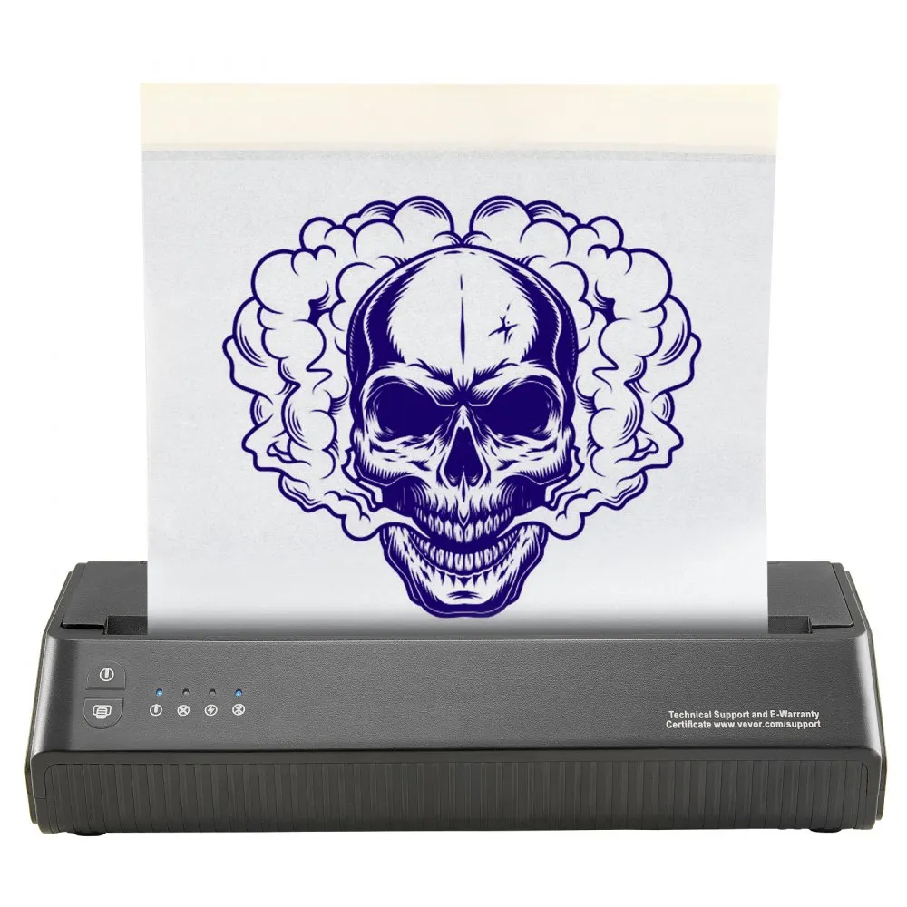 VEVOR TATTOO TRANSFERSJABLOONPRINTER, DRAADLOZE BLUETOOTHTATOEAGESJABLOONPRINTER MET 10 STUKS TRANSFERPAPIER EN STOFFEN ZAK, 