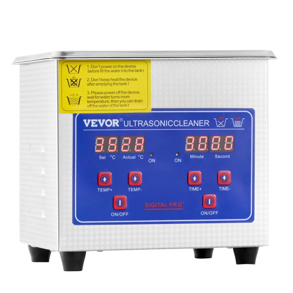VEVOR Ultrasoon Reiniger 1.3L Ultrasone reiniger Machine Roestvrij staal Ultrasone reinigingsmachine Digitale verwarming Timer S