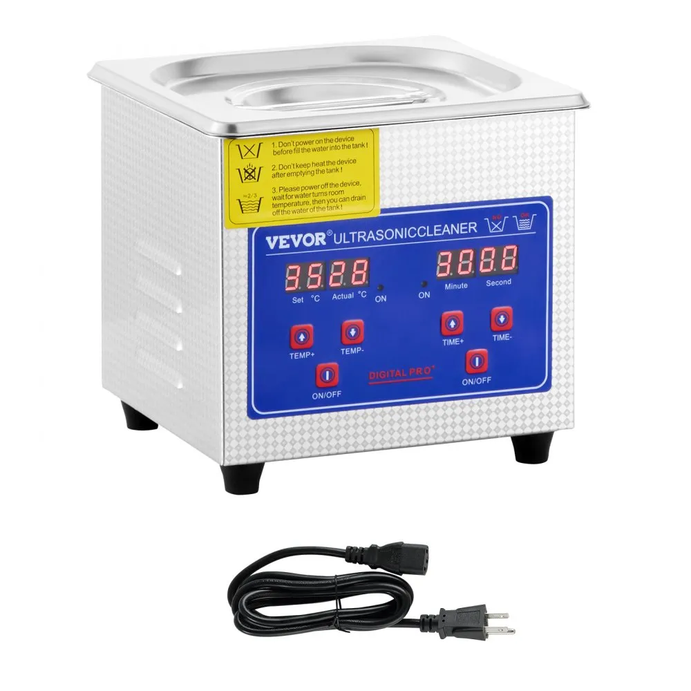 VEVOR Ultrasoon Reiniger 1.3L Ultrasone reiniger Machine Roestvrij staal Ultrasone reinigingsmachine Digitale verwarming Timer S