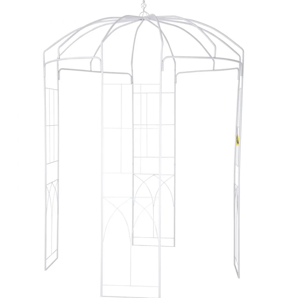 VEVOR Vogelkooi Tuinpaviljoen 8' x 8' x 10' Zwaar uitgevoerd smeedijzeren prieel Bruiloftsbooglatwerk voor het be