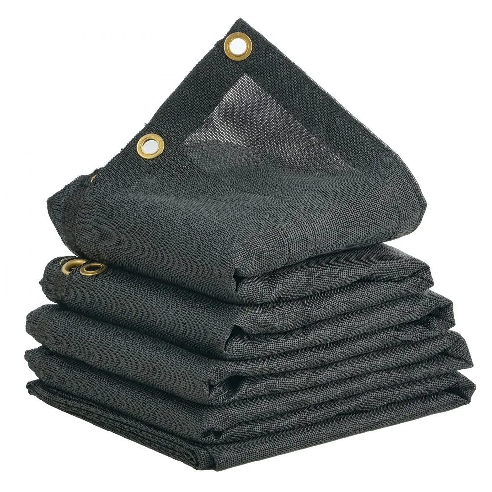 VEVOR vrachtwagenzeil 2,3 x 5,5 m PVC gecoate zwarte heavy duty hoes met dubbele zak, messing ogen, versterkt dubbelnaalds weefs