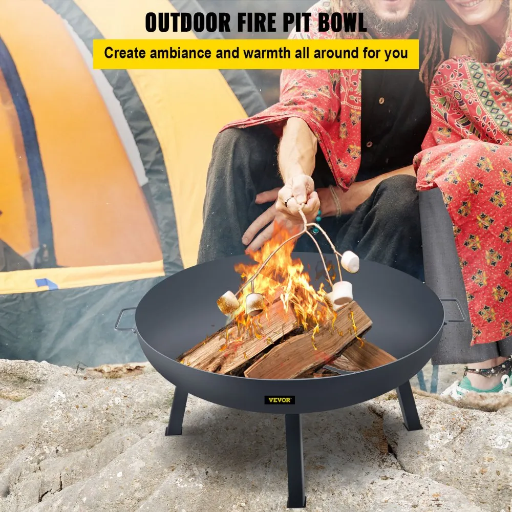 VEVOR VUURKORF BUITEN 85 CM DIAMETER VUURSCHAAL ZWARTE OUTDOOR FIRE BOWL GEMAAKT VAN GESCHILDERD KOOLSTOFSTAAL MET 2IN1 FUNCTI