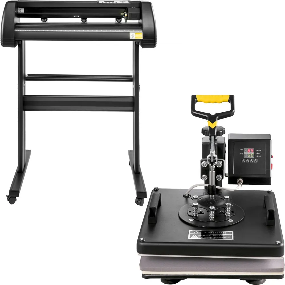 VEVOR Warmte Persmachine, 38 x 38 cm 5 in 1 Warmte Persmachine en 870 mm Vinyl Cutter Plotter, Snijplotter Machine met Signmaste