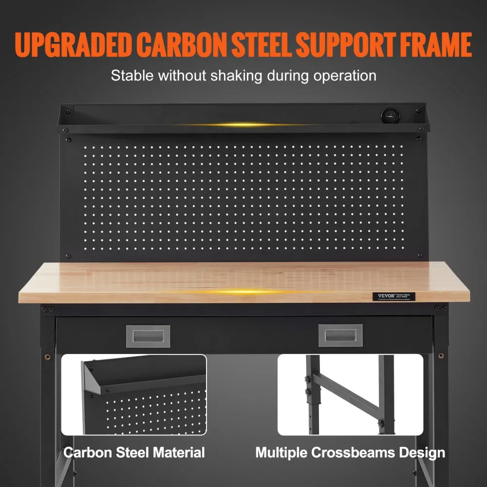 VEVOR WERKBANK WERKTAFEL WERKTAFEL WERKPLAATSTAFEL MET STOPCONTACTEN 71,1100,3 CM