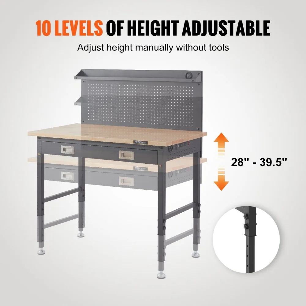VEVOR WERKBANK WERKTAFEL WERKTAFEL WERKPLAATSTAFEL MET STOPCONTACTEN 71,1100,3 CM