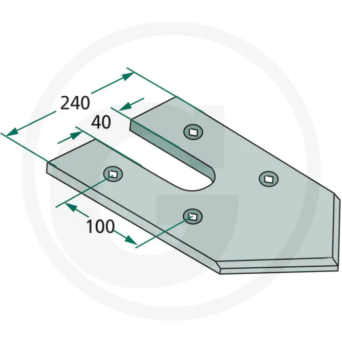 Vlakbeitel - type: topas, werkbreedte: 240mm, gatafstand: 100mm